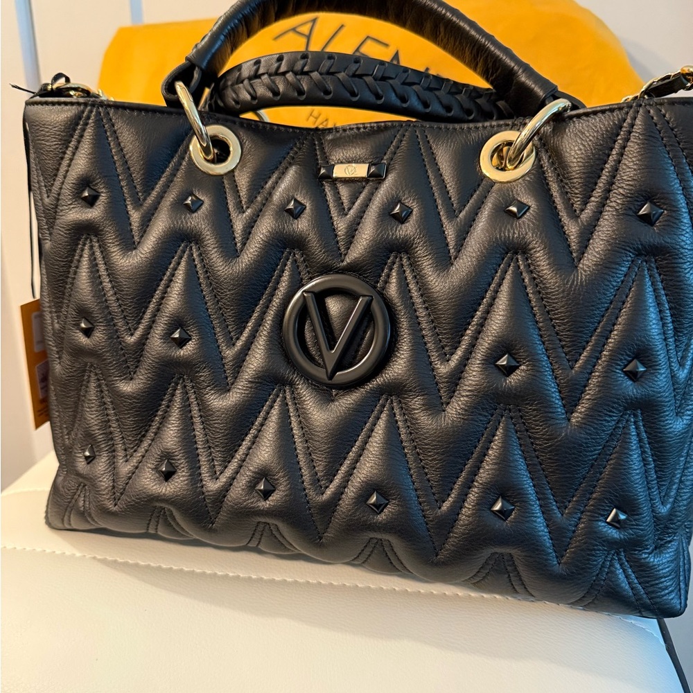 Valentino By Mario Valentino Black Quilted Satchel
